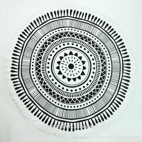 High Quality Cotton Tassel Mandala Beach Round Towel